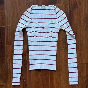 MNG Striped White and Red Long Sleeve